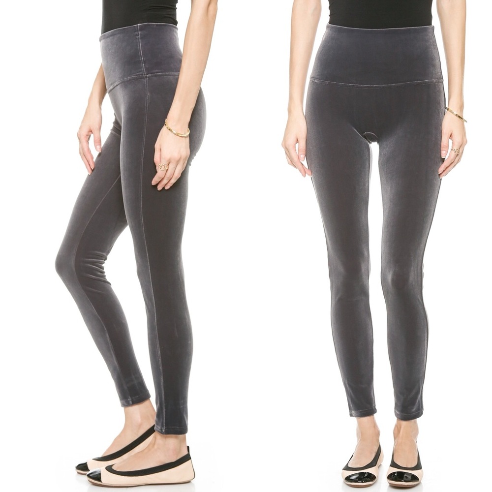 Spanx Velvet Leggings Silver Chrome sz XL